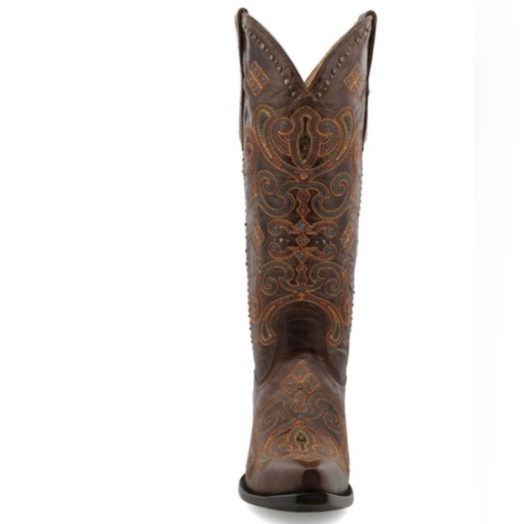 BLACK STAR LOCKHART blue EMBROIDERED LEATHER WESTERN SNIP TOE BOOT‎ size 11 new - Picture 5 of 9